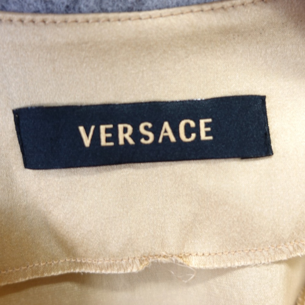 GIANNI VERSACE Dress Womens 44 M 8 Gold Silk Slip Cocktail Flowy Italian Luxury - Picture 3 of 16